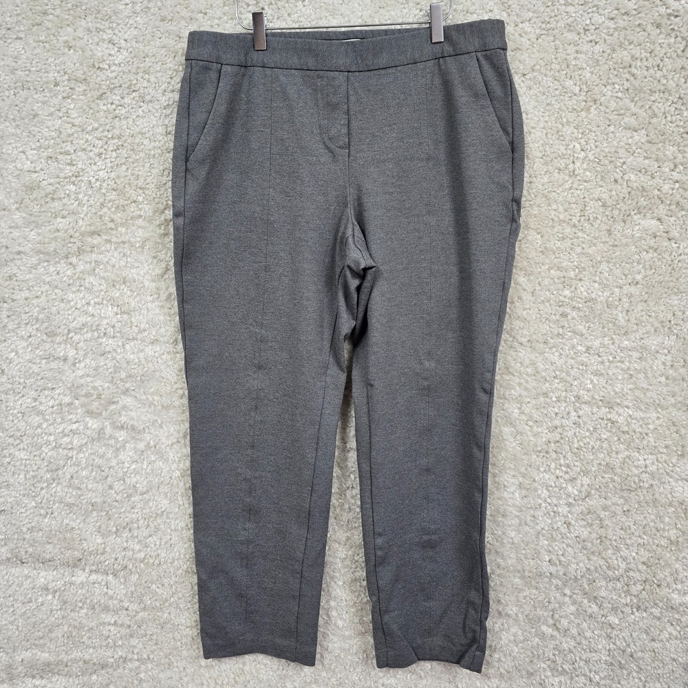 Talbots Ponte Pants Women's 14W Gray Pull-On Cropped Stretch‎ Casual